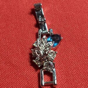 Blue & White Topaz Gemstone Bracelet/ Necklace Clasp Silvertone Extender